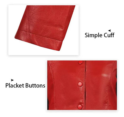 Veste femme en simili cuir PU à col revers