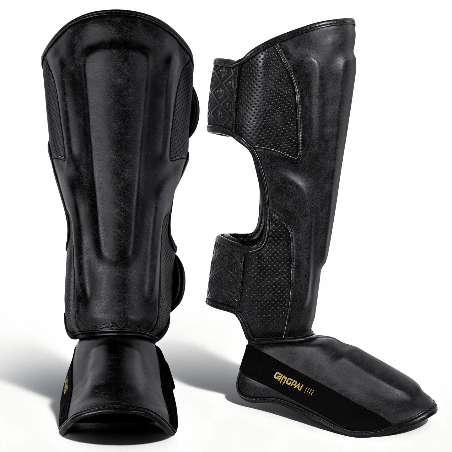 Tibières Professionnelles Cuir PU – Protège-Tibia & Pied Sanda, Muay Thai, Boxe | M à XL | 5 Coloris - BLACKBEARD OUTDOOR INDUSTRIES