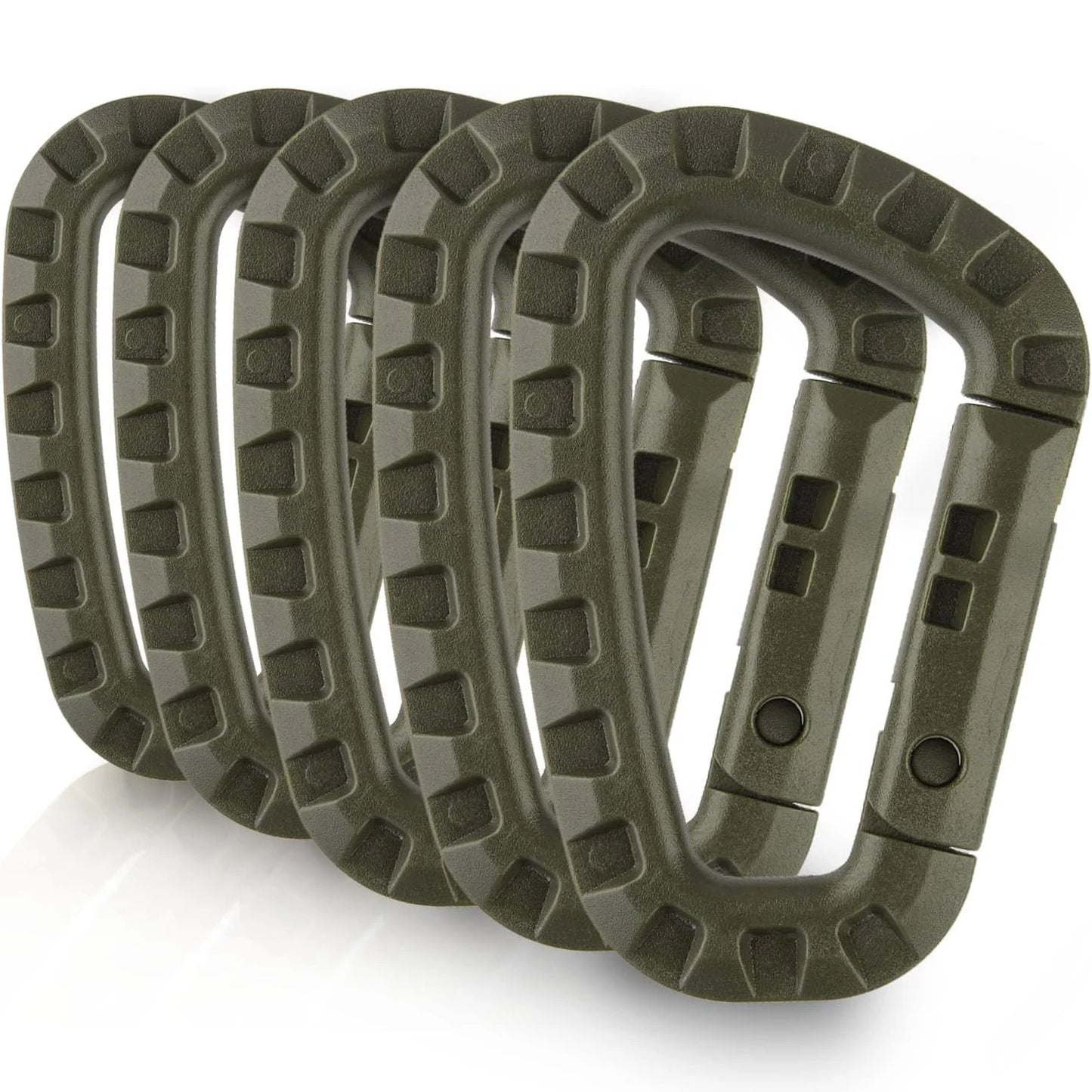 5 Pièces – Mousquetons Tactiques en Plastique 3,5" avec Clip Molle, Forme D, Fermeture à Ressort, Porte-Clés ITW, Outils EDC pour Camping, Randonnée et Activités de Plein Air - BLACKBEARD OUTDOOR INDUSTRIES