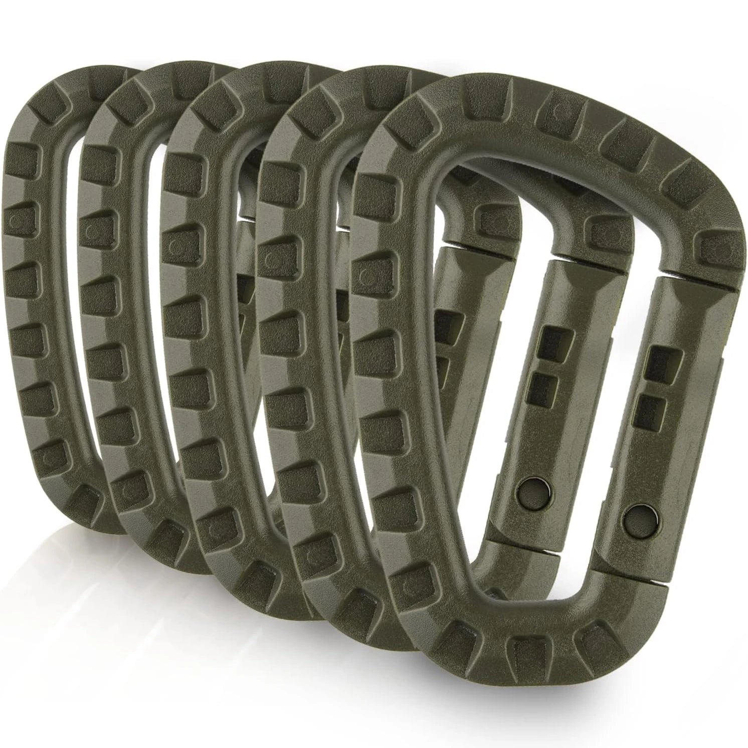5 Pièces – Mousquetons Tactiques en Plastique 3,5" avec Clip Molle, Forme D, Fermeture à Ressort, Porte-Clés ITW, Outils EDC pour Camping, Randonnée et Activités de Plein Air - BLACKBEARD OUTDOOR INDUSTRIES