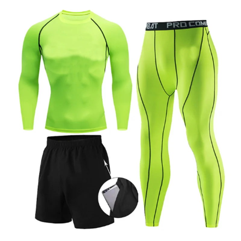 Ensemble MMA homme 2 ou 3 pièces, rashguard et legging de compression
