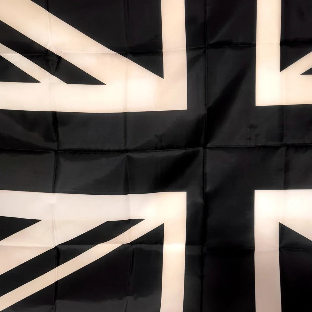Drapeau Union Jack UK Noir et Blanc en Polyester - 90x150 cm - Décoration Extérieure et Intérieure BLACKBEARD OUTDOOR INDUSTRIES