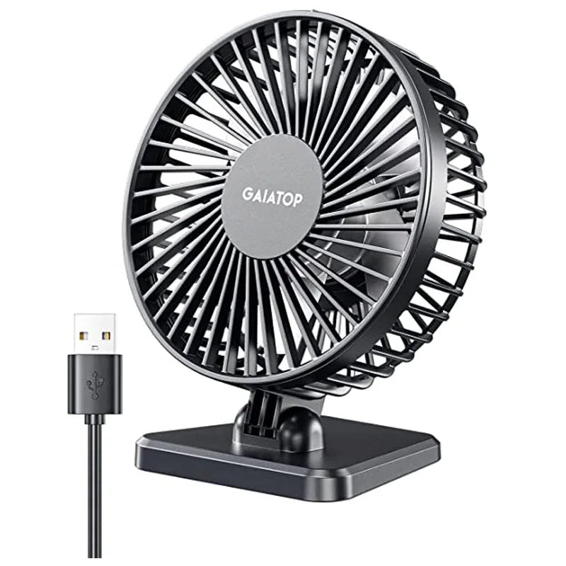Ventilateur USB de Bureau GAIATOP – Mini Ventilateur Portable 3 Vitesses, Silencieux, 5W