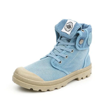 Chaussures Montantes Toile Femme Style Palladium – Respirantes Casual