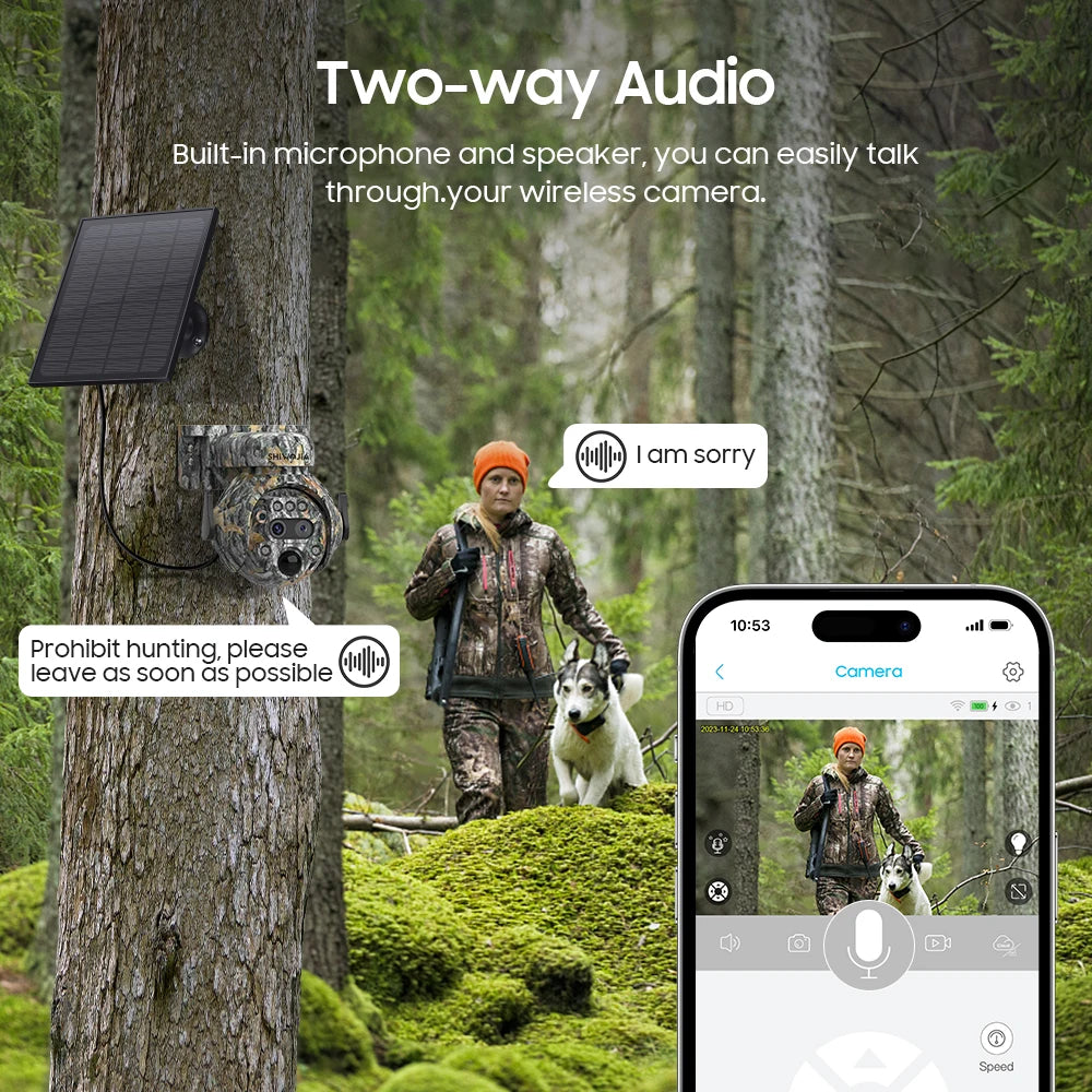 Caméra Solaire Camouflage SHIWOJIA 515-12X 4G 8MP Zoom 12x – Double Objectif, Batterie 7800mAh, IP65 | Chasse & Surveillance Outdoor