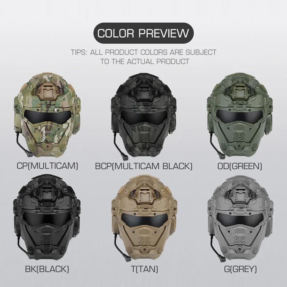 Casque tactique W-Ronin Assault II avec casque intégré, ventilateur anti-buée, masque rabattable et lentille de remplacement Ma boutique