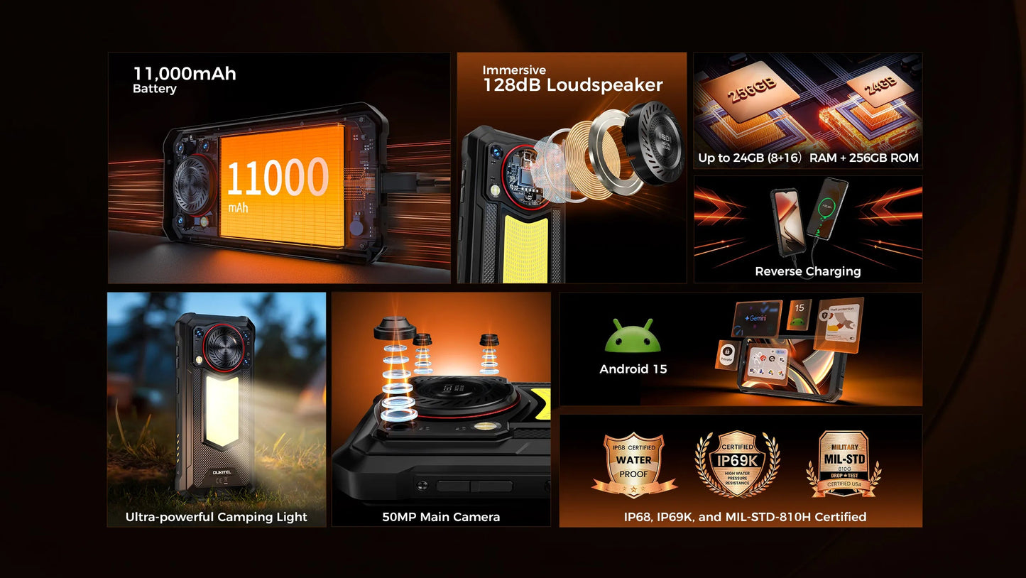 【NEW】OUKITEL WP53 PRO Rugged Phone, 24GB+256GB 11000mAh Android 15 6.52" NFC 50MP Cell Phone BLACKBEARD OUTDOOR INDUSTRIES