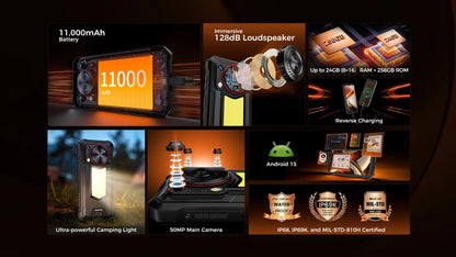 【NEW】OUKITEL WP53 PRO Rugged Phone, 24GB+256GB 11000mAh Android 15 6.52" NFC 50MP Cell Phone BLACKBEARD OUTDOOR INDUSTRIES