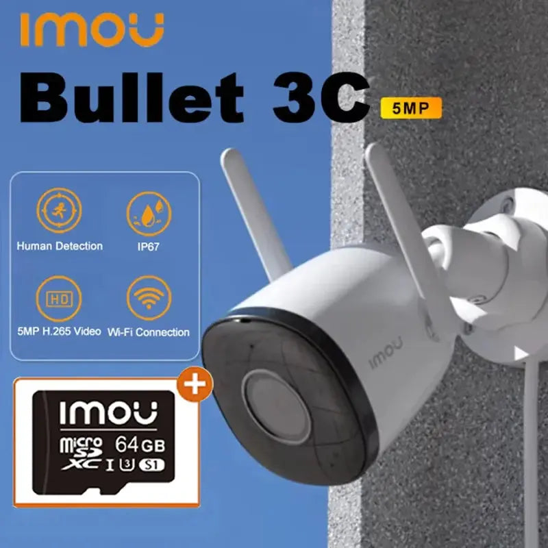 Caméra Extérieure IMOU Bullet 3C – 5MP Wi-Fi 6 – Détection de Véhicules & Humains – Vision Nocturne – Audio Bidirectionnel – IP67 Ma boutique