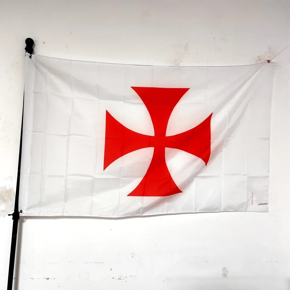 Masonic Knight Templar Flag – 90x150 cm – Polyester – Bannière Décorative Suspendue pour Extérieur BLACKBEARD OUTDOOR INDUSTRIES