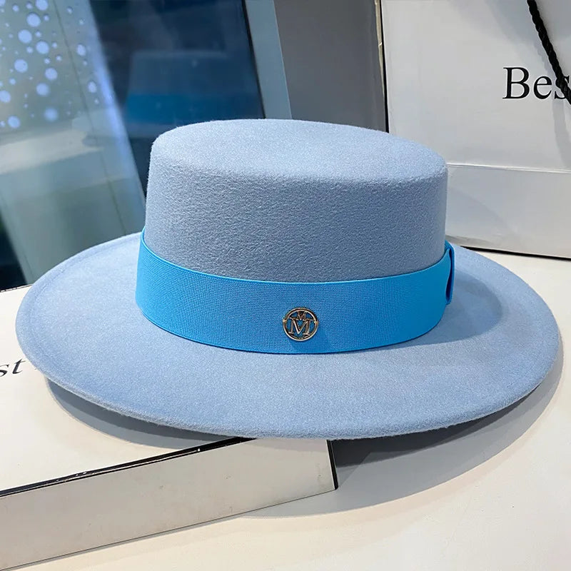 Chapeau fedora femme à bord plat et ruban