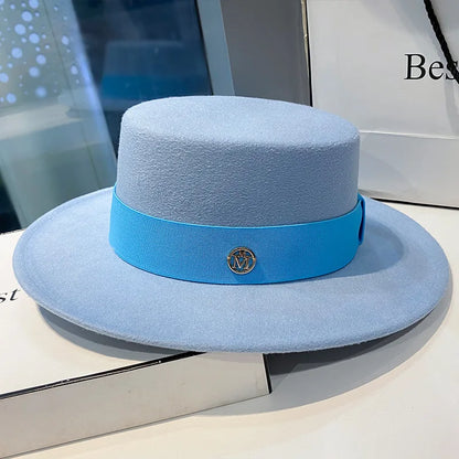 Chapeau fedora femme à bord plat et ruban