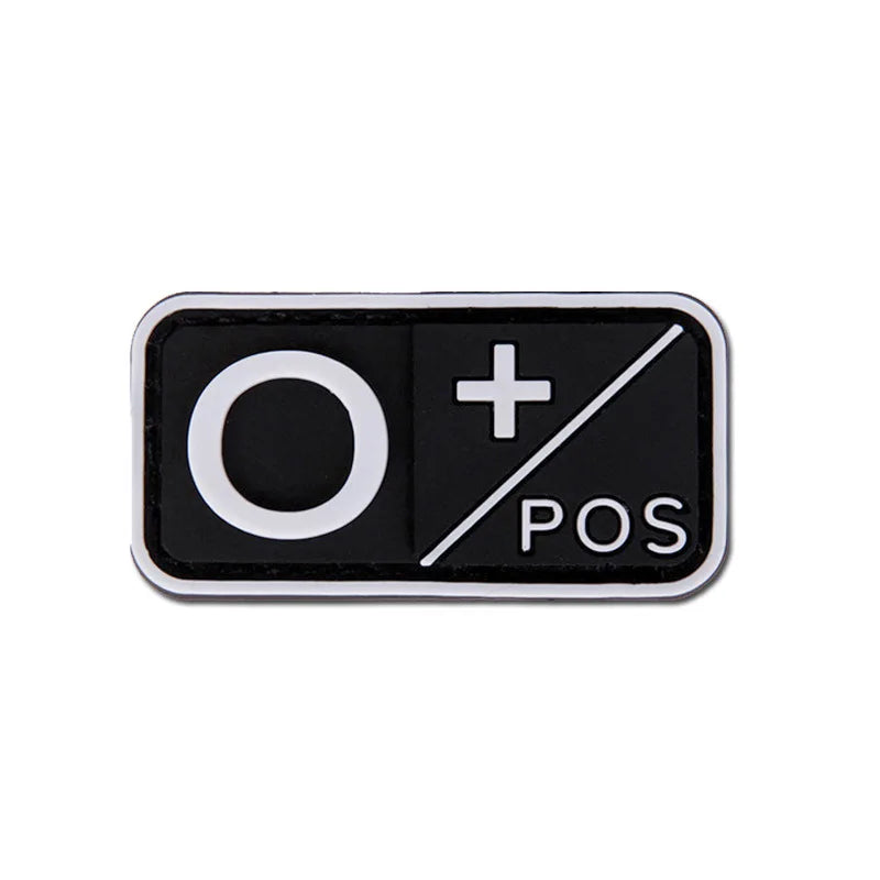 Patch Groupe Sanguin 3D PVC – A B AB O Rh + / - – Écusson Tactique Militaire Hook & Loop 5×2,5 cm - BLACKBEARD OUTDOOR INDUSTRIES