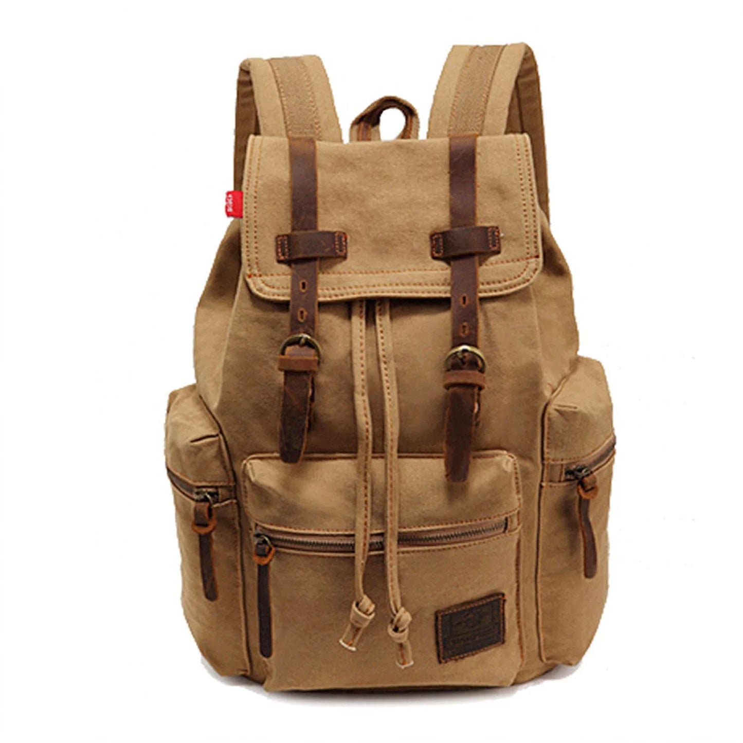 Sac à Dos Toile & Cuir Véritable Homme – Style Rétro Vintage, Compatible Laptop 14"