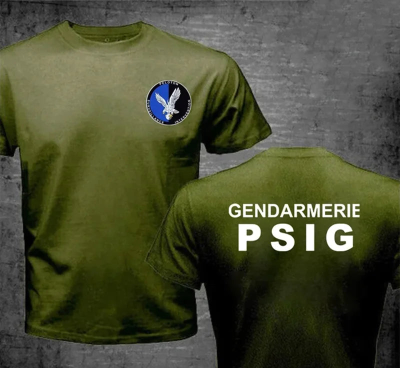 T-Shirt Gendarmerie Française PSIG Homme – Coton, Manches Courtes, Col Rond - BLACKBEARD OUTDOOR INDUSTRIES