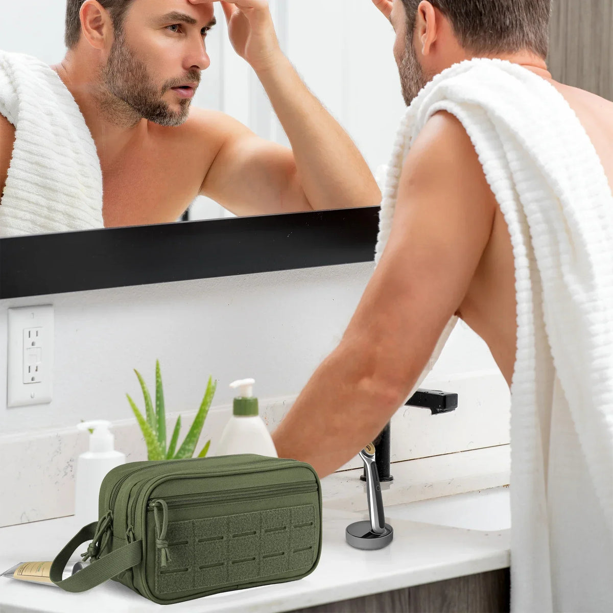 Pochette Tactique MOLLE – Trousse de Toilette EDC Multifonction pour Homme