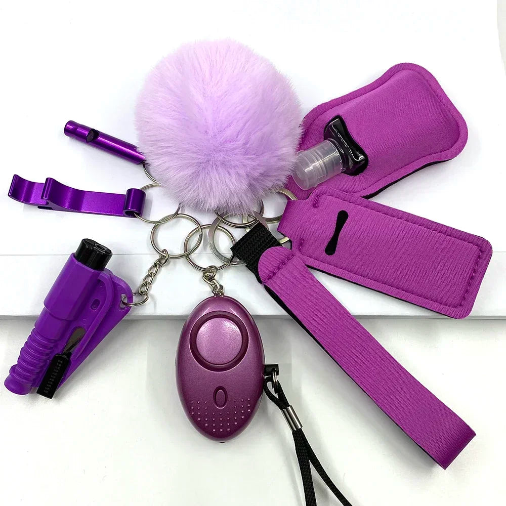 Kit Porte-Clés Défense Personnelle Femme – Alarme Sonore, Bouteille de Voyage, 20 Coloris