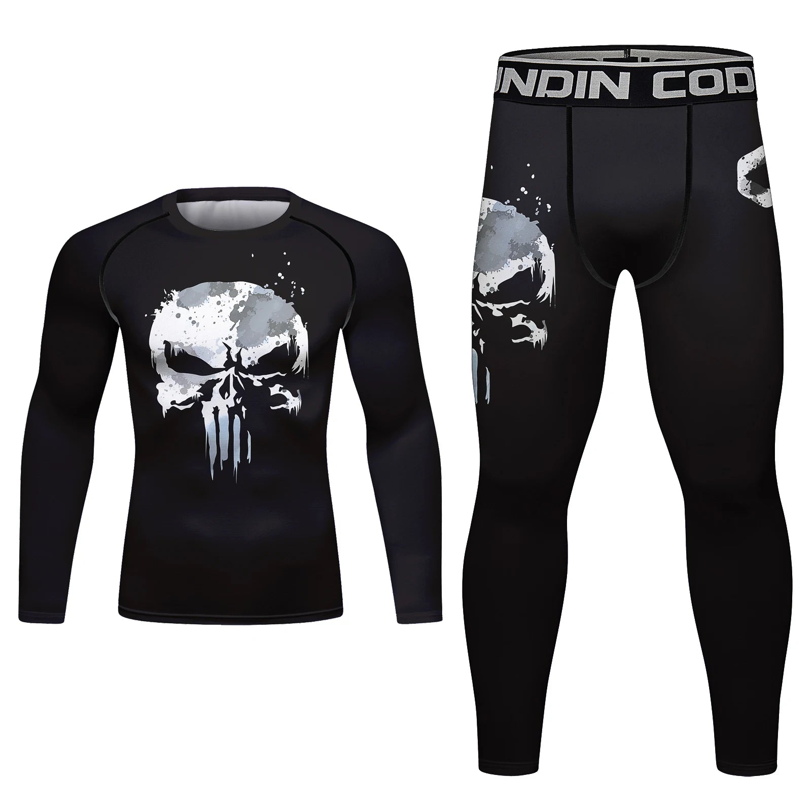 Ensemble T-shirt et Pantalon MMA Jiu Jitsu Skull pour Homme – Rashguard BJJ, Grappling Brésilien, Shorts MMA, Vêtements de Gym, Gi de Boxe, Maillots Muay Thai - BLACKBEARD OUTDOOR INDUSTRIES