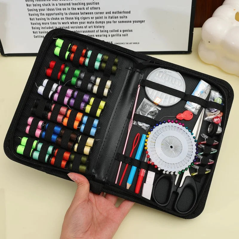 Kit de couture portable 172/128/67/27 pièces avec fils, aiguilles, ciseaux, mètre ruban, boutons et sac de rangement