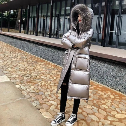 Doudoune femme en duvet à capuche, coupe ample