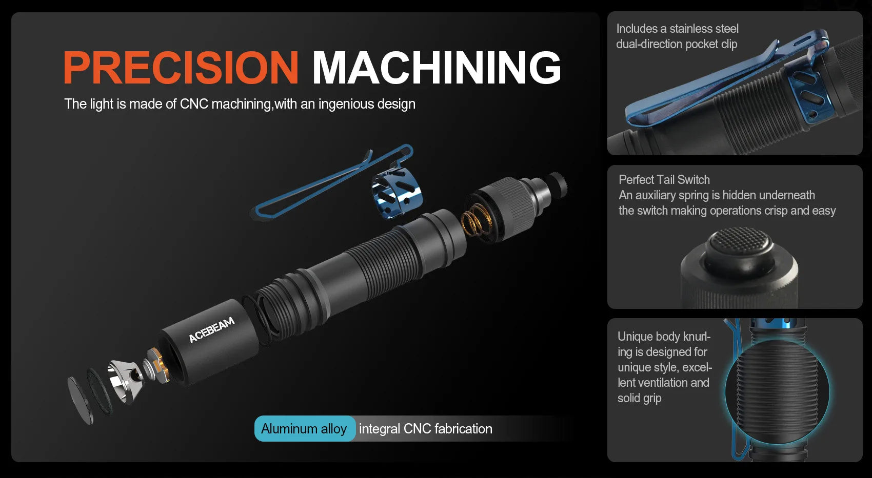 ACEBEAM pokelit AA 14500 flashlight AA torch 950 lumen Ma boutique