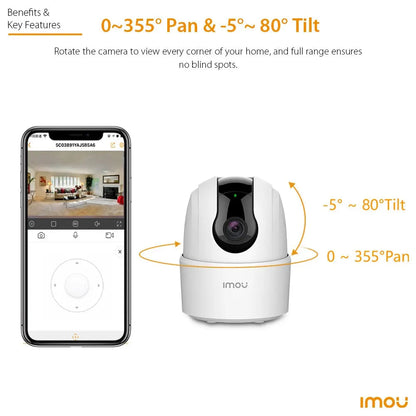 Caméra de Surveillance Wi-Fi Intérieure IMOU Ranger 2C – 2MP/4MP – Vision Nocturne – Détection Humaine – 360° – Audio Bidirectionnel – Sirène Intégrée Ma boutique