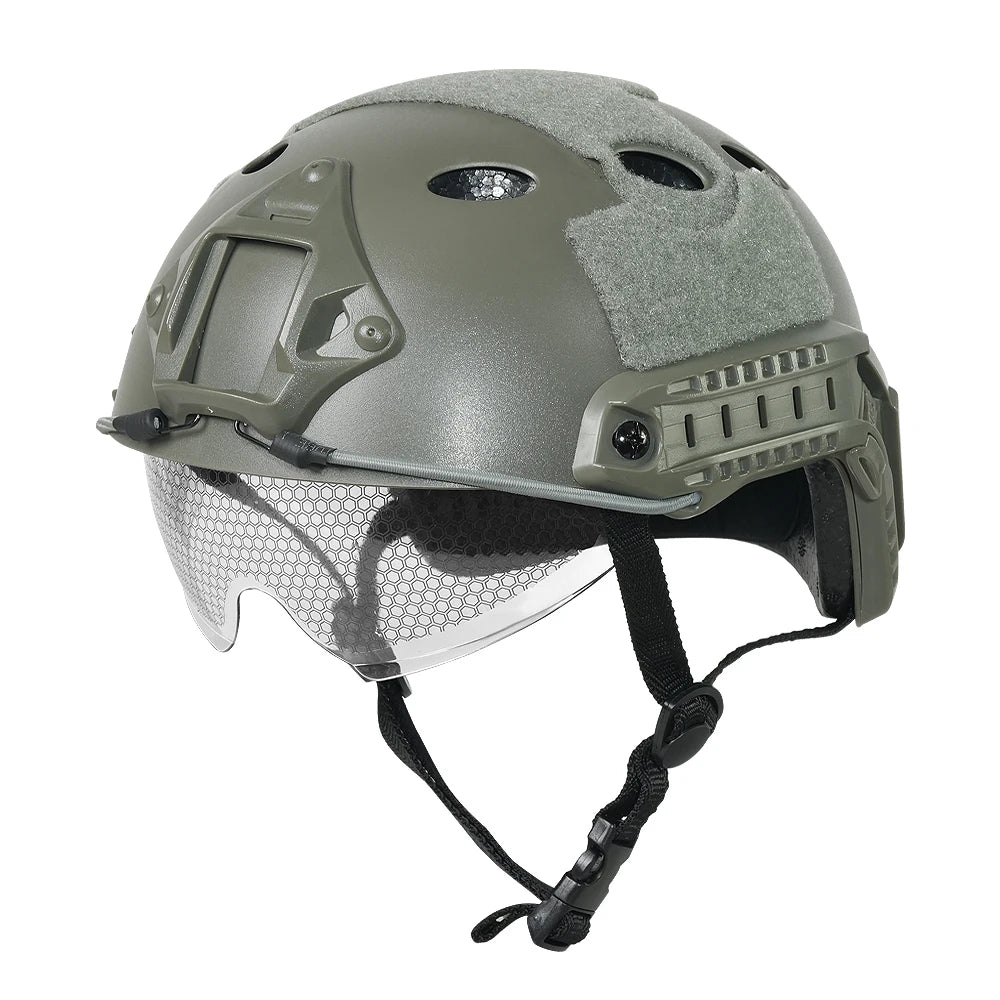 Casque Tactique Fast PJ Airsoft avec Lunettes – Protection Tête ABS CS Tir Outdoor - BLACKBEARD OUTDOOR INDUSTRIES