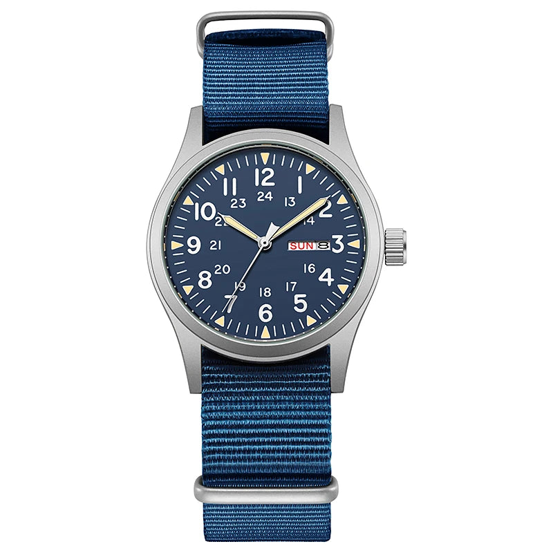 Montre de terrain K7105 – 38 mm, bracelet nylon et aiguilles lumineuses