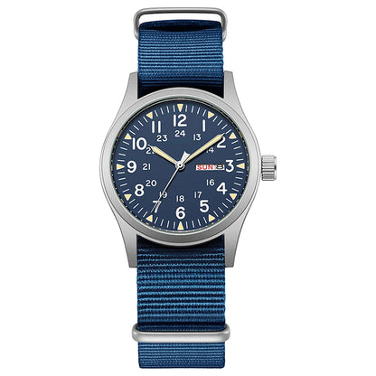 Montre de terrain K7105 – 38 mm, bracelet nylon et aiguilles lumineuses