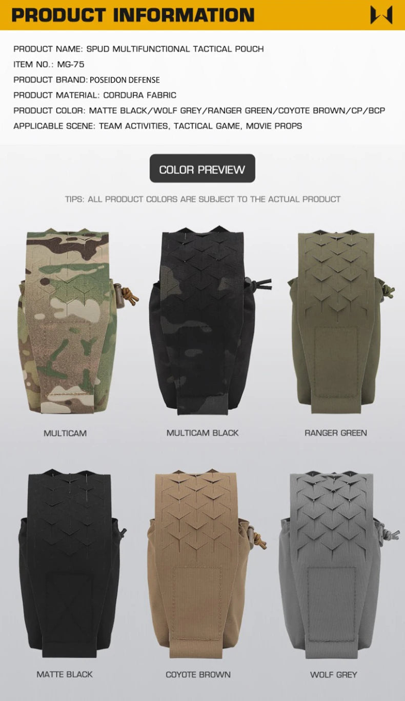 Poche de Rangement Multifonction SPUD Molle pour Radio, Accessoires d'Équipement Tactique, Poche Magasin 5.56mm et 7.62mm - POSEIDON DEFENSE BLACKBEARD OUTDOOR INDUSTRIES