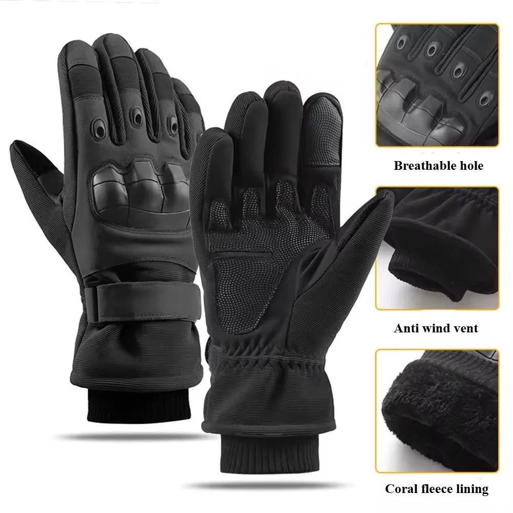 Gants Thermiques Tactiques Hiver – Doigts Complets, Compatible Écran Tactile, Moto et Outdoor