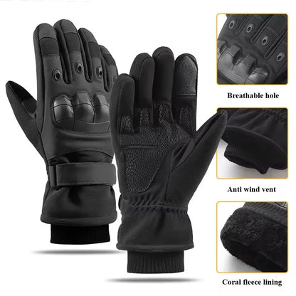 Gants Thermiques Tactiques Hiver – Doigts Complets, Compatible Écran Tactile, Moto et Outdoor