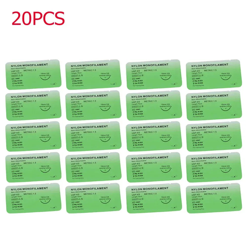 Kit de Sutures Médicales 4/0 – 10 à 100 pièces | Fils Monofilaments Nylon, Soie, Polypropylène, Polyester pour Exercices de Suture Ma boutique