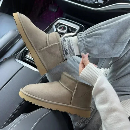 Bottes de Neige Mini Femme en Peau de Mouton Véritable & Laine – Chaudes, Confortables, Plateforme