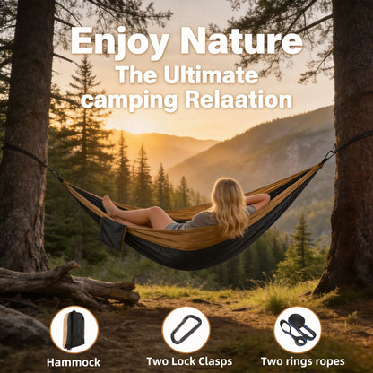 Hamac de Camping Nylon Léger avec Sangles – Portable Randonnée Voyage Jardin