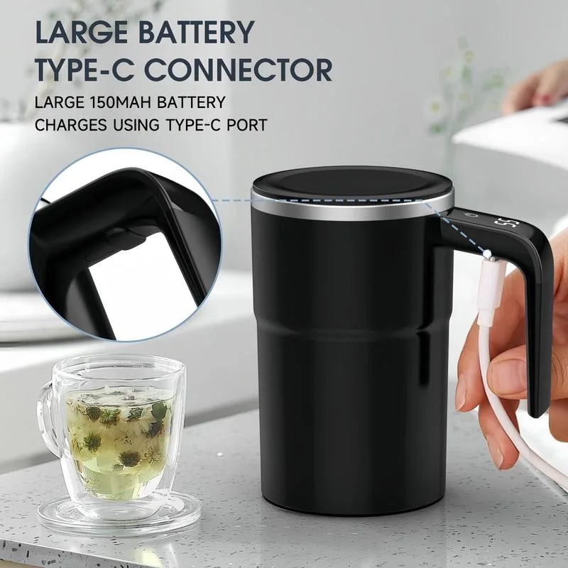 380ML Mini Electric Coffee Self Mixing Mug IP67 Waterproof Food Safe Coffee Mug USB Rechargeable Automatic Magnetic Cup For Tea BLACKBEARD OUTDOOR INDUSTRIES
