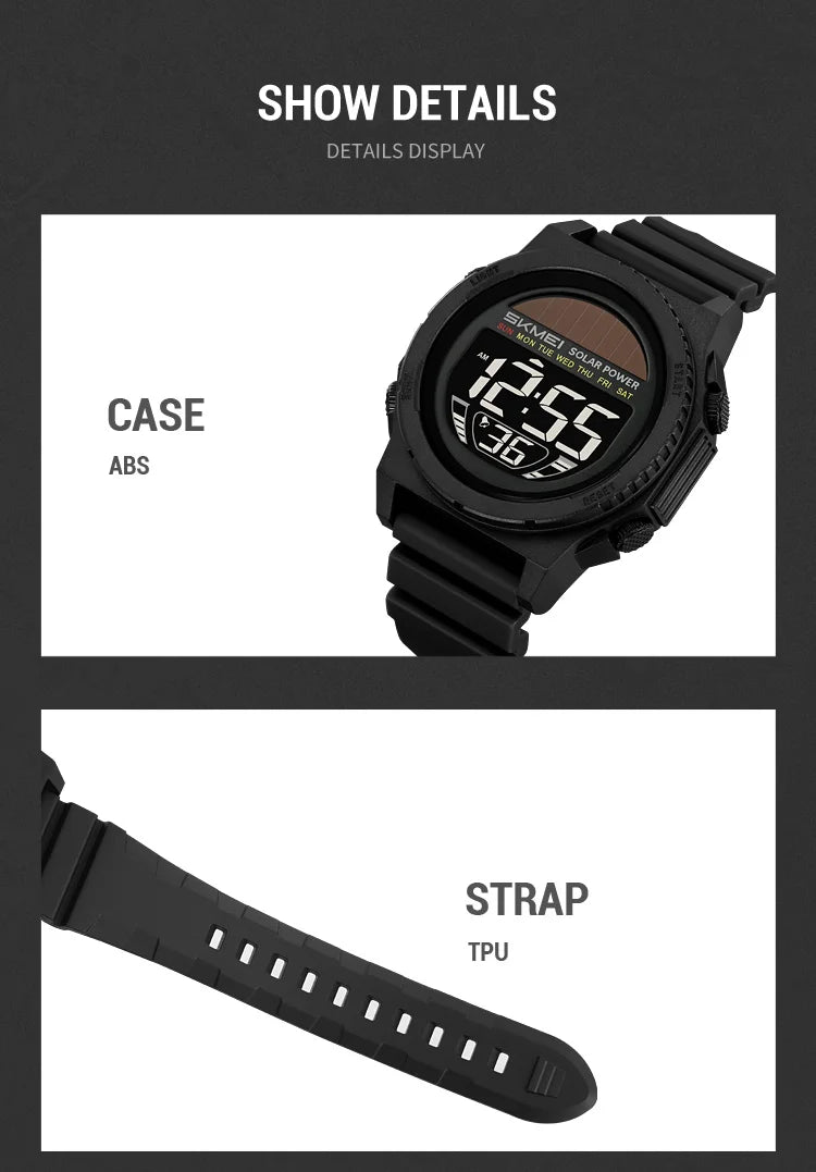 Montre Digitale Sportive Homme SKMEI 2358 – Énergie Solaire, Étanche 5Bar, Chronographe - BLACKBEARD OUTDOOR INDUSTRIES