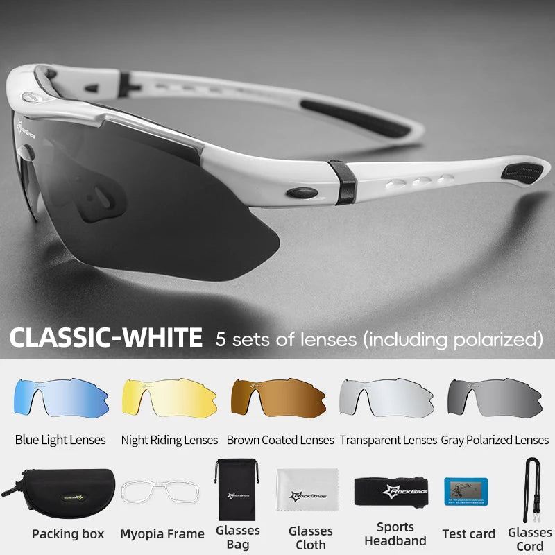 ROCKBROS Lunettes Cyclisme Polarisées – 5 Verres Interchangeables VTT Route