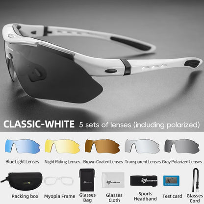 ROCKBROS Lunettes Cyclisme Polarisées – 5 Verres Interchangeables VTT Route