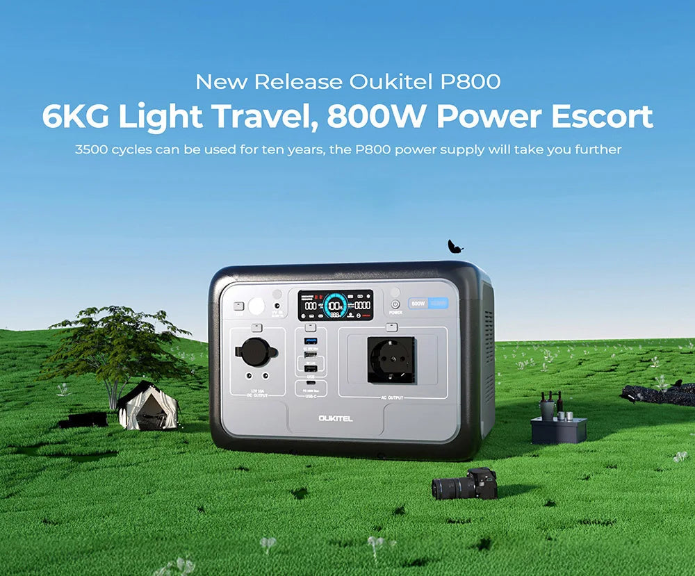 OUKITEL P800 Portable Power Station, 512Wh 800W LiFePO4 Backup Battery with AC + DC Fast Charging Solar Generator for Outdoor BLACKBEARD OUTDOOR INDUSTRIES