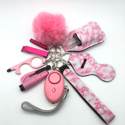 Kit porte-clés de sécurité femme 10 pièces avec dragonne