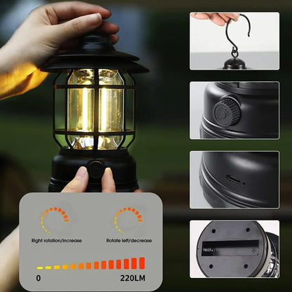 Lampe de Camping USB Rechargeable - 2 Pack - Lampe LED Vintage pour Tente, Randonnée et Pêche - BLACKBEARD OUTDOOR INDUSTRIES