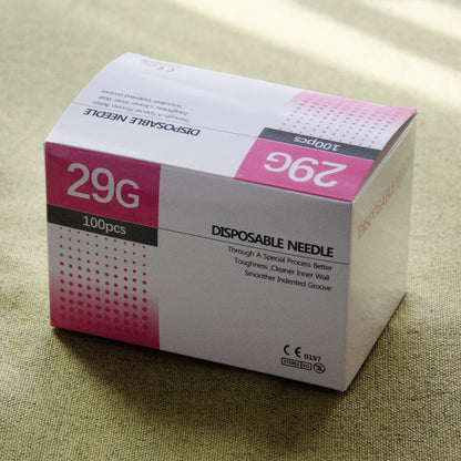 Aiguilles Ultra-fines Indolores 100 pcs – 25G à 34G, 1,5 à 25 mm – Seringue Transparente Embout Capuchon – Beauté & Médical