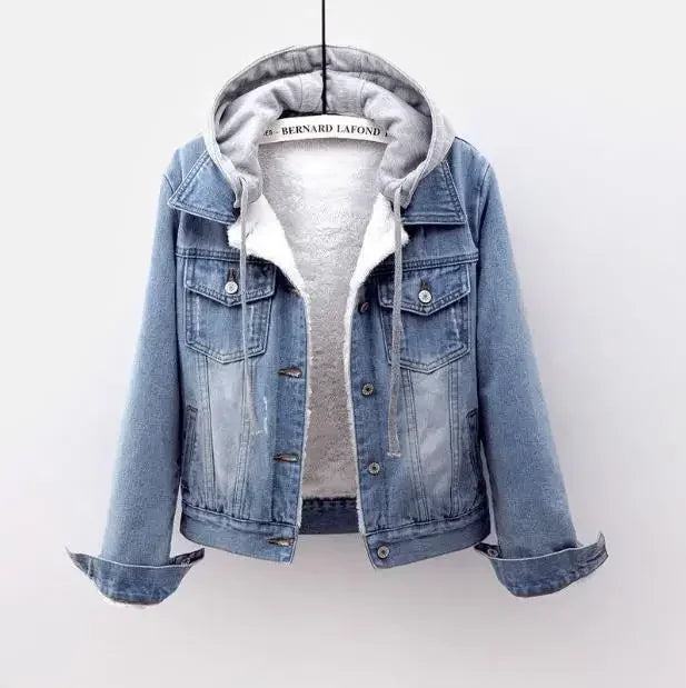 Veste en Jean Femme à Capuche – Coupe Droite Boutons, Style Streetwear Chaud Automne/Hiver - BLACKBEARD OUTDOOR INDUSTRIES