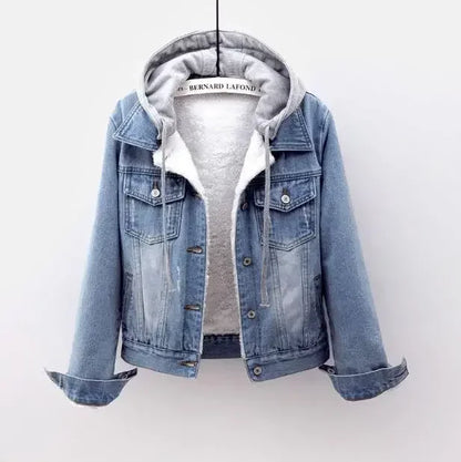 Veste en Jean Femme à Capuche – Coupe Droite Boutons, Style Streetwear Chaud Automne/Hiver - BLACKBEARD OUTDOOR INDUSTRIES