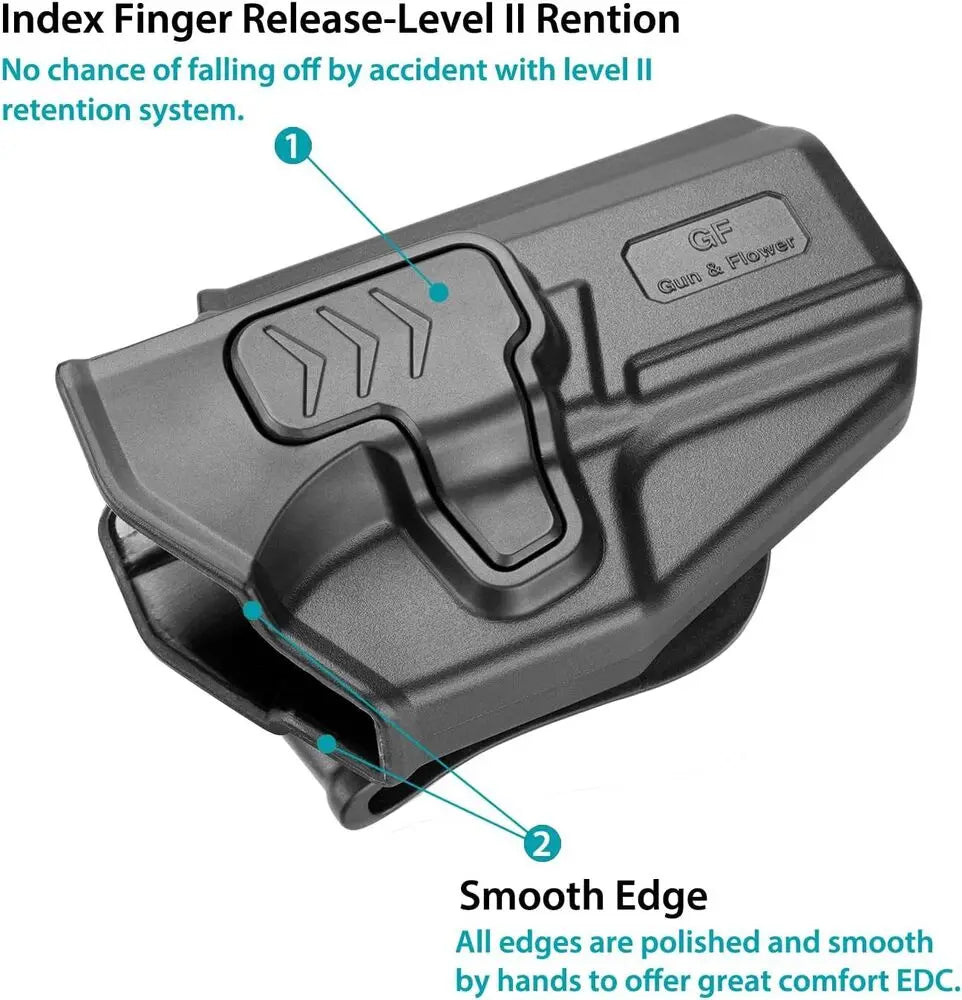 Holster OWB CZ P10C / P10S / P10C Airsoft – Rétention Level II, Paddle 360°, Posi-Click, Compatible Point Rouge | Droitier | 4 Fixations - BLACKBEARD OUTDOOR INDUSTRIES