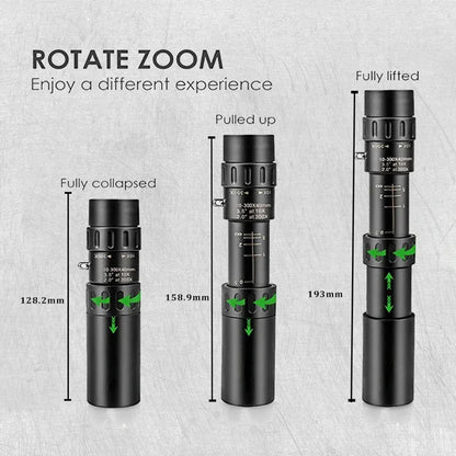 Monoculaire Tactique 10-300x Zoom HD — Télescope Portable Longue Portée Chasse Surveillance - BLACKBEARD OUTDOOR INDUSTRIES