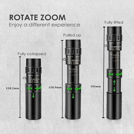 Monoculaire Tactique 10-300x Zoom HD — Télescope Portable Longue Portée Chasse Surveillance - BLACKBEARD OUTDOOR INDUSTRIES