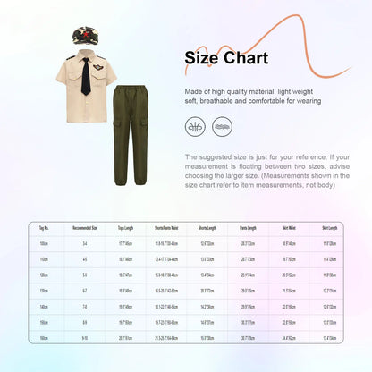 Uniforme Militaire Enfant 4 Pièces – Garçon & Fille | Cosplay, Spectacle, Halloween | 100-160 cm