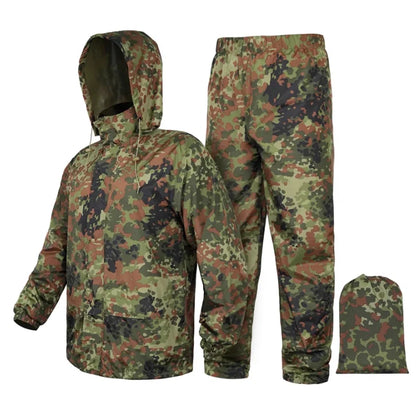 Ensemble de pluie camouflage Flecktarn veste à capuche et pantalon